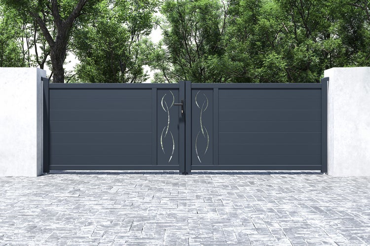 Flügeltor 4m LIFE H.120 graues Aluminium