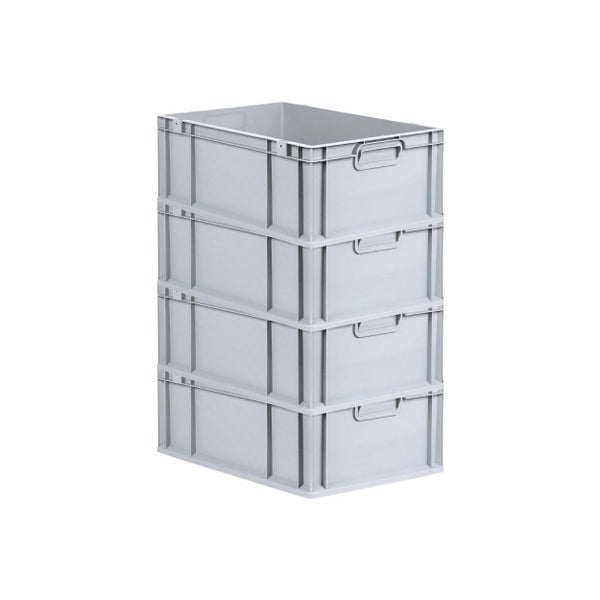 PROREGAL Spar Set 4x Eurobox Nextgen Economy Mit Scharnierdeckel & Schwarzen Schiebeschnappverschlüssen Griffe Geschlossen HxBxT 22 x 40 x 60 cm