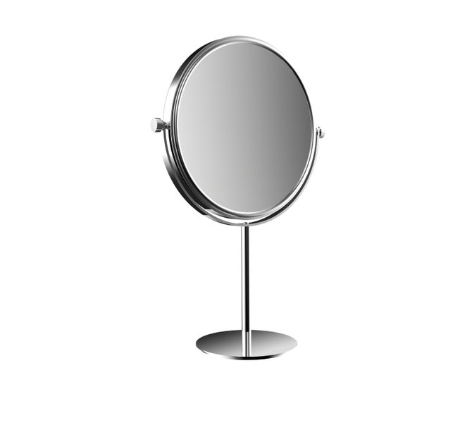 Calmwaters Rasierspiegel/Kosmetikspiegel Standspiegel, 3/1-fach Vergrößerung, chrom, rund, zweiseitige Spiegelfläche, Kristallglas, Metallhalterung, Ø 229 mm, 80BS6249