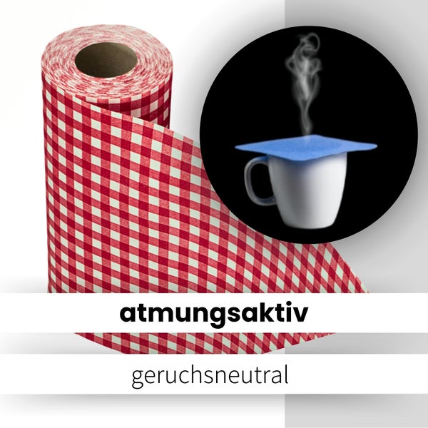 Sensalux Tischläufer, Länge: 25m, stoffähnliches Vlies, Breite: 50cm, Karomuster, Weiß-Rot