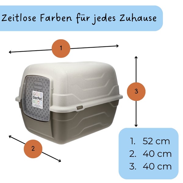 GarPet Katzenklo mit Deckel Schaufel Aktivkohlefilter - Haube kippbar - große XXL Katzentoilette Katzen WC Hauben Toilette Klo Outdoor