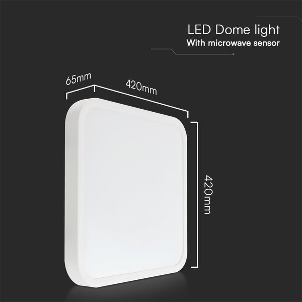 LED-Deckenleuchte mit Mikrowellensensor, Abmessungen 420 x 420 x 65 mm