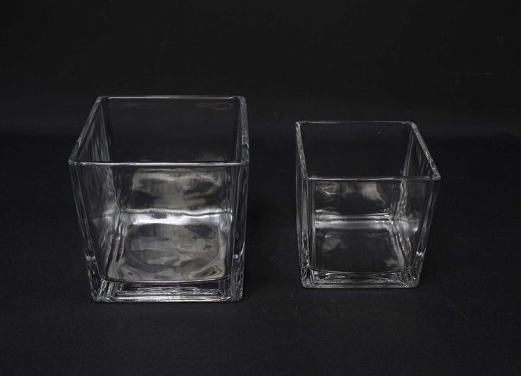 FRANK FLECHTWAREN | Dekoglas Quadrat, 2er Set, GLAS, 10 x 10 x 10 cm, 12 x 12 x 12 cm