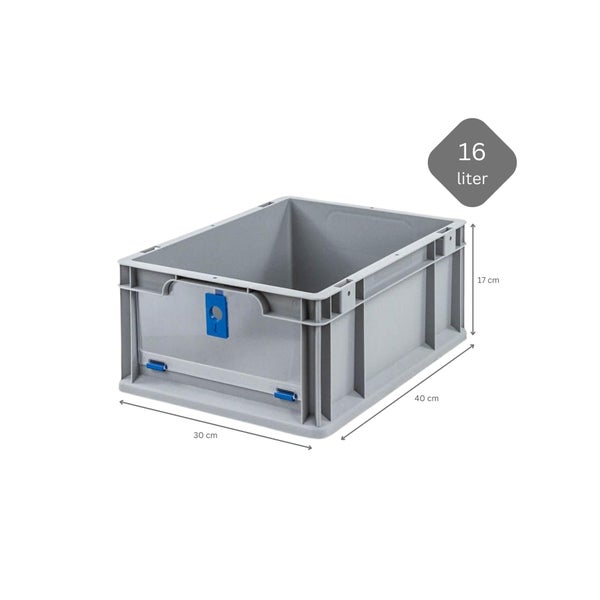 PROREGAL Eurobox NextGen Insight Cover HxBxT 17 x 30 x 40 16 Liter Niedrig/Blau Eurobehälter Transportbox