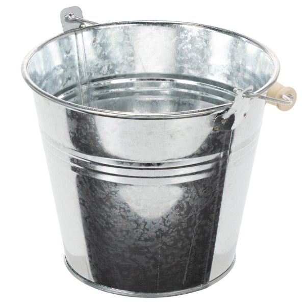 Verzinkter Metalleimer mit Henkel und Holzgriff
