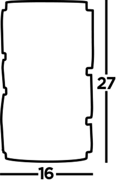 Technische Zeichnung eines Profils mit den Maßen 16 mal 27.