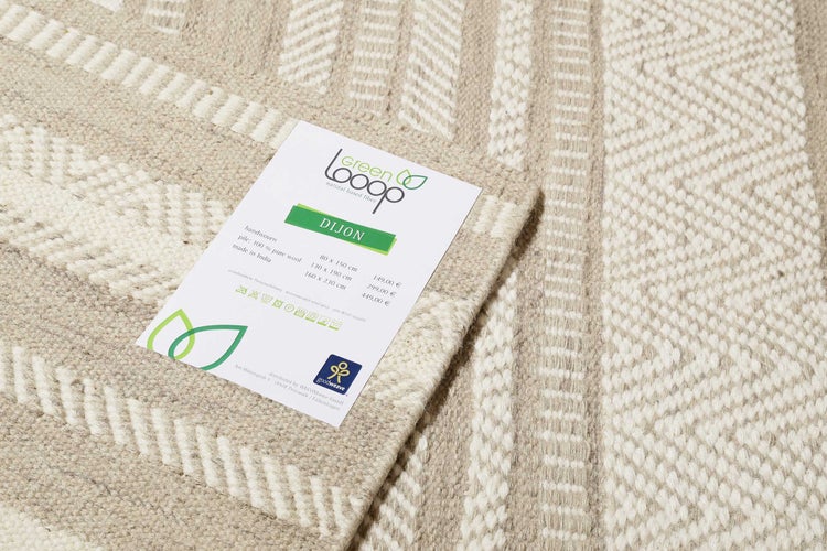 Kelim Teppich Beige Braun aus Wolle Dijon Green Looop 160x230 cm