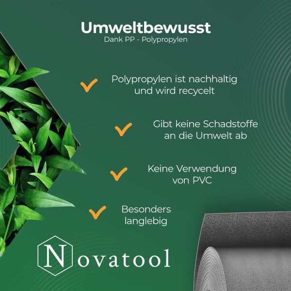 Novatool PREMIUM PP 26m Rolle Sichtschutzstreifen für Doppelstabmattenzaun Anthrazit für 10 Reihen, 1,1 mm extra stabil UV-Beständigkeit Metallzaun Sichtschutzstreifen Zaunelemente Sichtschutz Zaun
