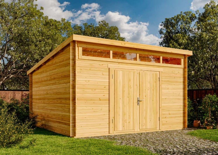 Alpholz Gartenhaus Maria-Viva28 Gartenhaus aus Holz in natur, Holzhaus mit 28 mm Wandstärke, Blockbohlenhaus mit Montagematerial imprägniert