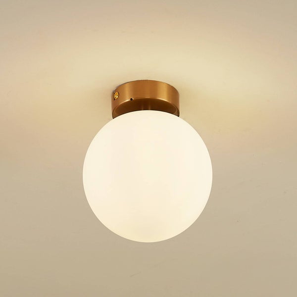 Lucande Deckenlampe Bidolo (spritzwassergeschützt in Gold / Messing aus Metall (1 flammig, E14) - Bad Deckenleuchte Lampe Badezimmerleuchte