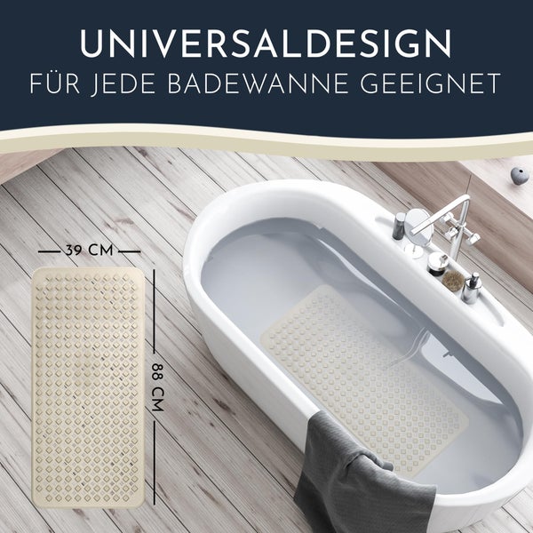 Homerella Badewannenmatte rutschfest Hautsensitiv 88x39cm, INKL. AUFHÄNGUNG | Antirutschmatte Badewanne BPA frei | Duschmatte schimmelresistent & maschinenwaschbar | Badematte rutschfest