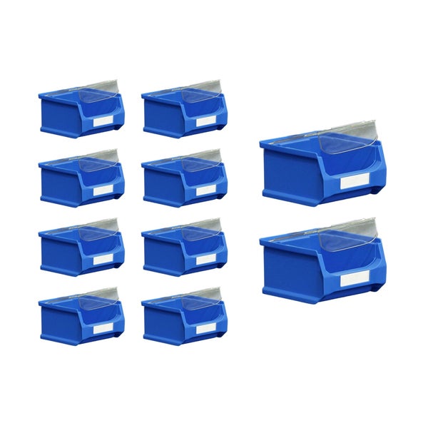 PROREGAL SparSet 10 x Blaue Sichtlagerbox 1.0 Mit Abdeckung HxBxT 6 x 10 x 10 cm 0,4 Liter Sichtlagerbehälter Sichtlagerkasten