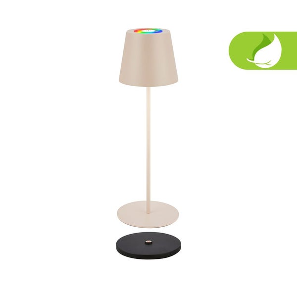 Briloner Cilano RGBW LED Tischlampe kabellos IP44, Dimmbar, Touch, Kabellos, Spritzwasserschutz, Beige, Ø12 x 36 cm
