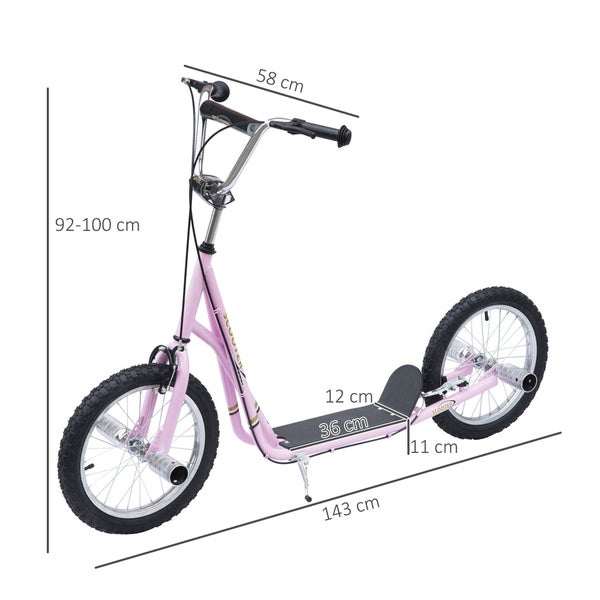 HOMCOM Kinderroller, L143 x B58 x H92-100 cm, Stahl, Gummi, Rosa