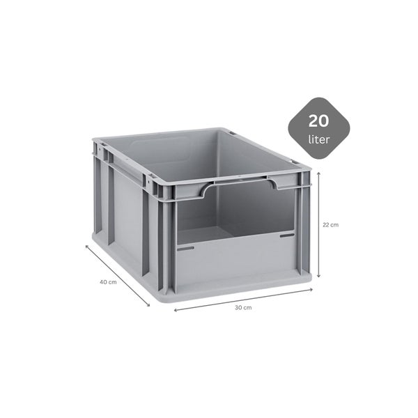 PROREGAL SuperSparSet 8x Eurobox NextGen Insight HxBxT 22 x 30 x 40 cm 20 Liter Front Offen Eurobehälter Transportbox