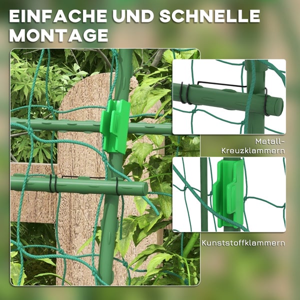 Outsunny Rankgitter aus Metall rostfrei Rankhilfe für Kletterpflanzen Gurken Spalier 144 x 167 x 206 cm Garten Spalier Pflanzenspalier für Tomaten, Gemüse Blumen Kletterpflanzen Schwarz