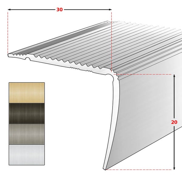 FLOORDIREKT Stufenkantenprofil Integral - Eckig und Selbstklebend - Champagner - 3 x 2 x 100 cm