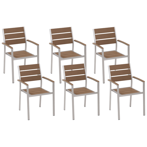 Gartenstuhl 6er Set VERNIO Braun