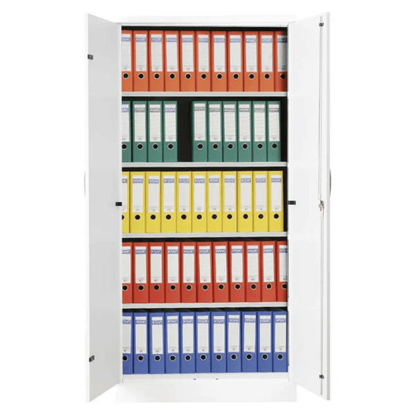 PROREGAL Aktenschrank Beetle 4 Fachböden HxBxT 195 x 92 x 42 cm Weiß & Grau