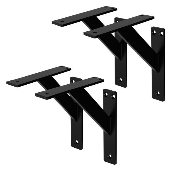 ML-Design 4 Stück Regalhalterung 180x180 mm, Schwarz, Aluminium, Schwebende Regalhalterungen, Regalwinkel, Wandhalterung für Regalbrett, Regalträger für Wandmontage, Wandregal Wandkonsole Regalstütze