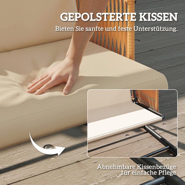 Gepolsterte Kissen für Gartenmöbel bieten feste Unterstützung und verfügen über abnehmbare Bezüge für einfache Pflege.