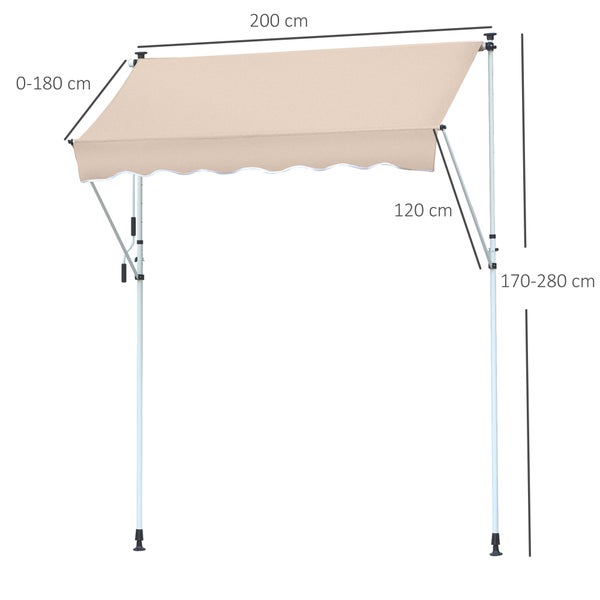 Outsunny Markise, Klemmmarkise,  2x1,2m, Alu, Cremeweiß