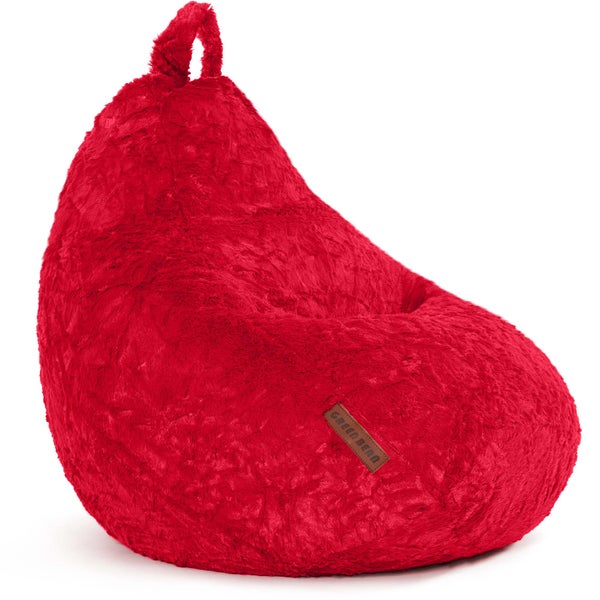 Green Bean Plüsch Sitzsack 45x45x60cm - Indoor Sitzkissen mit 120L EPS Perlen Füllung Kuschelig Waschbar - Bean Bag Bodenkissen Lounge Chair Sitzhocker - Rot