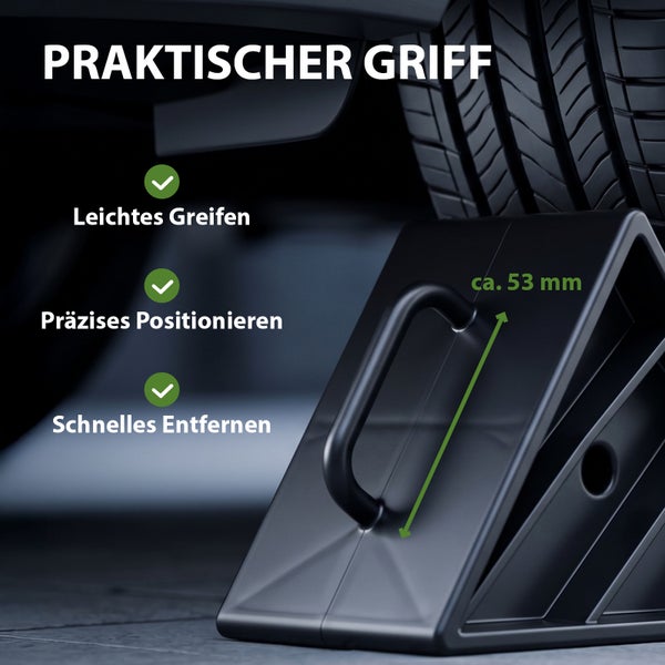 Unterlegkeil für Fahrzeuge mit praktischem Tragegriff und präziser Positionierung für einfaches Greifen und schnelles Entfernen circa 53 Millimeter