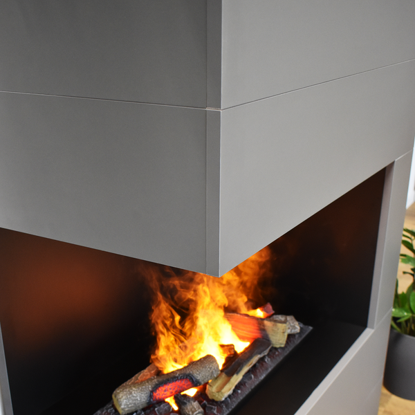 GLOW FIRE Elektrokamin 'Tucholsky Left Corner' | Wasserdampf Kamin mit OMC 600 inkl. Holz in schwarz | HxBxT: 140x90x45 cm