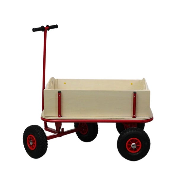 PROREGAL Profi Bollerwagen BOLLY HxBxT 97x90x60cm Traglast 150kg Luftbereifung Rot Handwagen