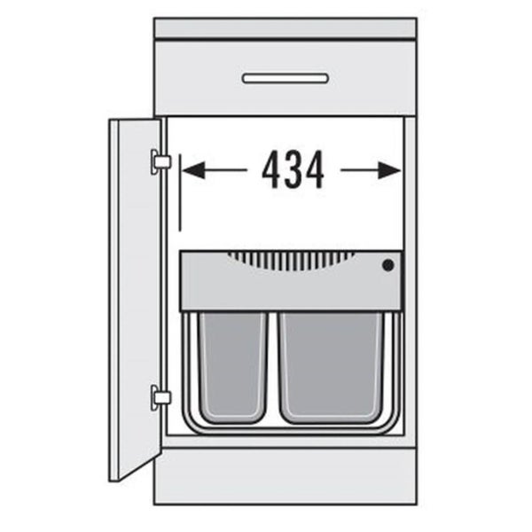 Hailo Einbau-Abfallsammler Raumspar-Tandem-S 50 1x12+1x18l. Vollauszug Abfallsystem