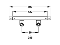 Maßzeichnung einer Montageleiste mit den Abmessungen 500, 422, 80 und 285.