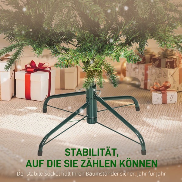 Weihnachtsbaumständer aus Metall mit Geschenken dekoriert
