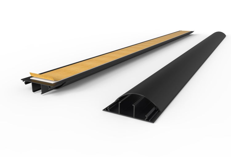 CILSON WDK7020SS Art.-Nr. 6700390 Kabelkanal 70 x 20 mm x 2.000 mm - Trittfest, selbstklebend mit Bodenbelochung, schwarz RAL 9005