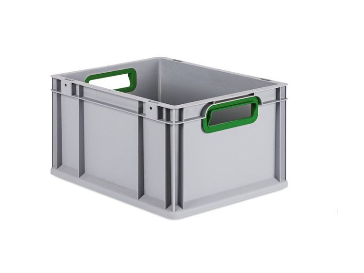 PROREGAL Eurobox Nextgen Color HxBxT 22 x 30 x 40 cm 20 Liter Griffe Grün Offen Glatter Boden Eurobehälter Transportbox