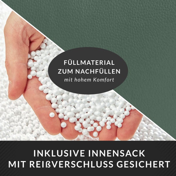 Füllmaterial zum Nachfüllen mit hohem Komfort und inklusive Innensack mit Reißverschluss gesichert