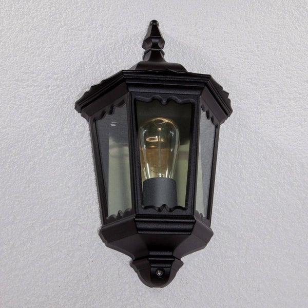 Lindby Wandleuchte außen Lieva (spritzwassergeschützt (Retro, Vintage Antik) in Schwarz aus Aluminium (1 flammig E27) - Außenwandleuchten Wandlampe Led Außenlampe Outdoor für