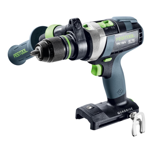 Festool Akku-Schlagbohrschrauber TPC 18/4 QUADRIVE mit Zusatzhandgriff und bürstenlosem Motor.