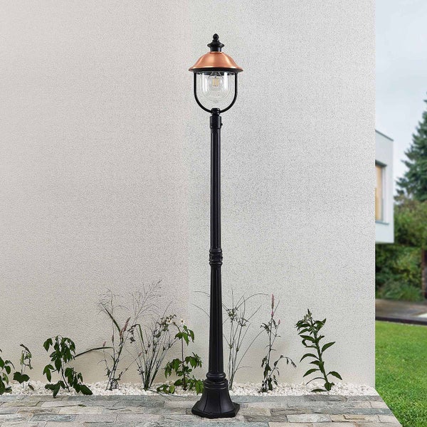 Lindby Mastleuchte außen Clint (spritzwassergeschützt (Retro, Vintage Antik) in Kupfer aus Aluminium (1 flammig E27) - Kandelaber Außenleuchte