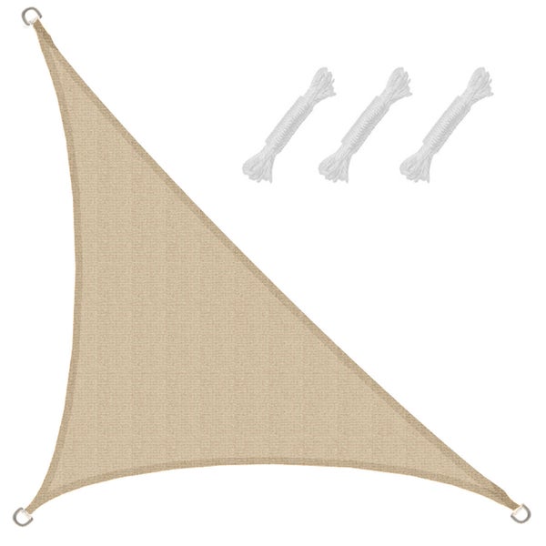 AMANKA UV Sonnensegel 2,5x2,5x3,5 HDPE Dreieck Rechtwinklig Sonnenschutz Plane Balkon Garten Beige