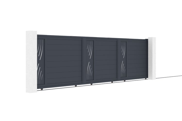Schiebetor 5 m VELETA H.140 cm Aluminium + 2 EIFEL-Pfosten 20 x 20 cm H. 166 cm
