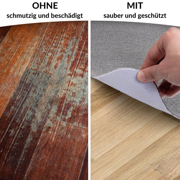 Bodenschutzmatte NEMESIS selbsthaftend für Hartboden Creme Rund: 90cm