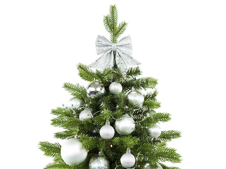 LAALU Dekorierter künstlicher Weihnachtsbaum SILVER CHRISTMAS II 60 cm mit LED-Licht im Topf