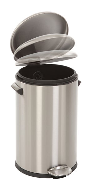 PROREGAL Retro Treteimer Mit Markanten Griffen und Kugelkappe 12 Liter HxØ 41,2 x 25 cm Kunststoff Inneneimer Silber