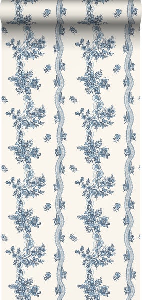 Duro Tapete Blumen Graublau - 53 cm x 10.05 m - 661174