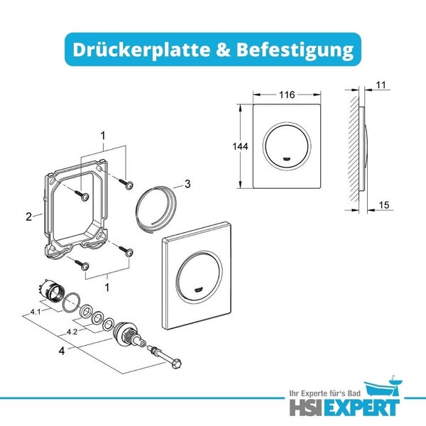 Druckplatte und Befestigung mit Maßangaben