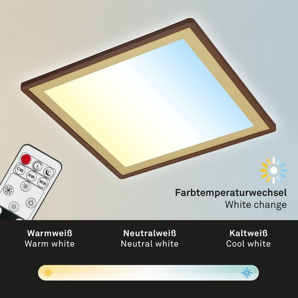 LED Panel Deckenlampe Deckenleuchte Backlight slim 22W braun gold Briloner