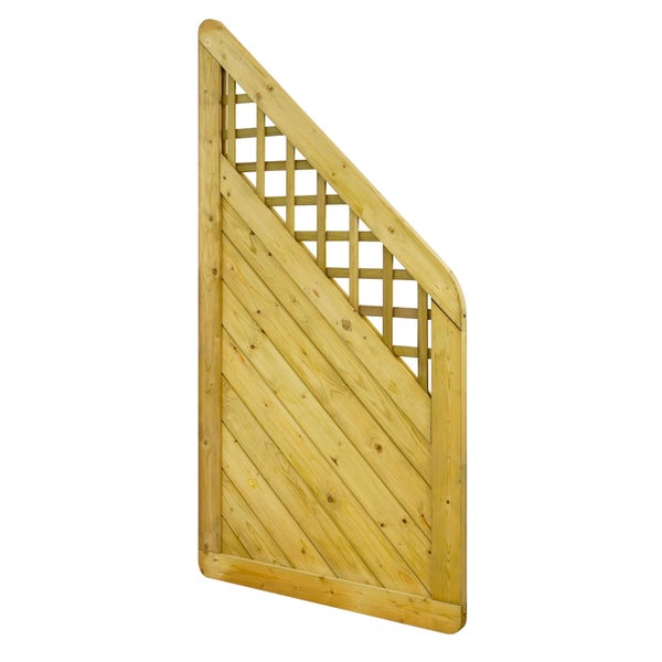 Holzzaun mit diagonaler Anordnung und Gittereinsatz