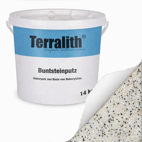Terralith Buntsteinputz 14 Kilogramm, Dekorputz auf Reinacrylatbasis mit feiner Steinkörnung.