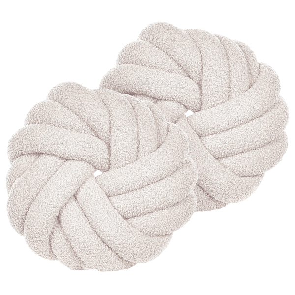 Dekokissen 2er Set AKOLA Bouclé 31 x 31 cm Cremeweiß Ohne Muster